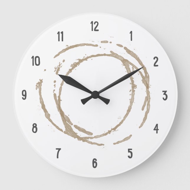Reloj Redondo Grande Coffee Time café mancha la cocina (Anverso)