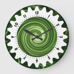Reloj Redondo Grande Cogged 01 - Green Swirl
