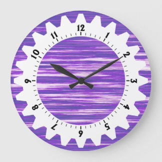Reloj Redondo Grande Cogged 01 - Interferencia púrpura