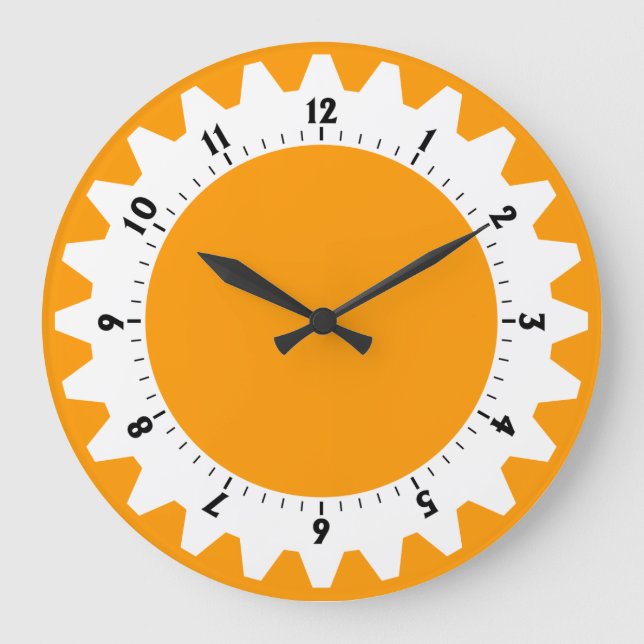 Reloj Redondo Grande Cogged 01 - Naranja amarillo (Anverso)