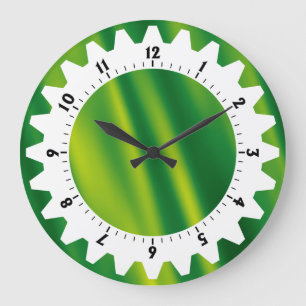 Reloj Redondo Grande Cogged 01 - Ondas verdes