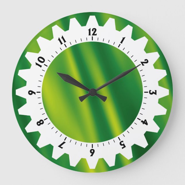 Reloj Redondo Grande Cogged 01 - Ondas verdes (Anverso)
