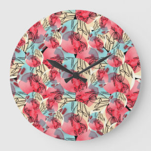 Reloj Redondo Grande Cold Warm Watercolor Floral Geométrico