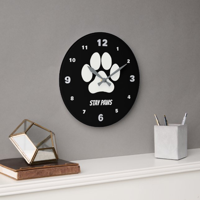 Reloj Redondo Grande Colección Cozy Paws Negro (Oficina)
