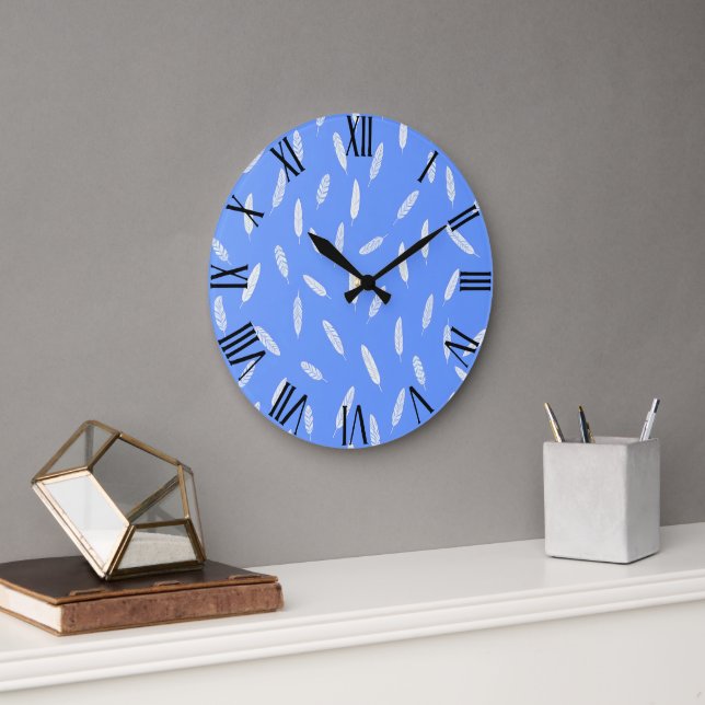 Reloj Redondo Grande Colección de Boho de lujo de Feathers moderna (Oficina)