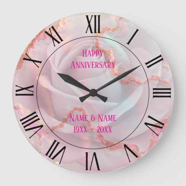Reloj Redondo Grande Colección de lujo moderna rosa suave menta dorada (Anverso)