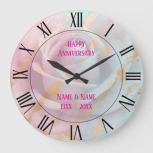 Reloj Redondo Grande Colección de Lujo Rosa Rubor Tendente Verde Menta 
