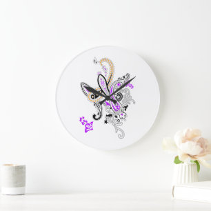 Reloj Redondo Grande Colección de Paisley Botánico de Lujo