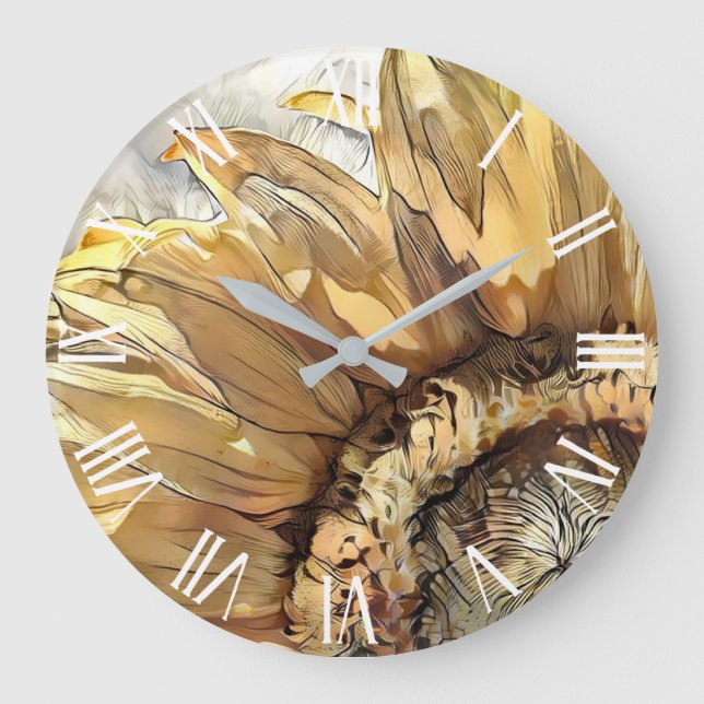 Reloj Redondo Grande Colección elegante de girasoles de gran tamaño acu (Anverso)