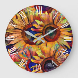 Reloj Redondo Grande Colección Gold Bouquet Sunflowers