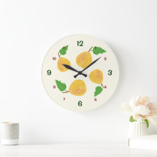 Reloj Redondo Grande Colección Peras Doradas