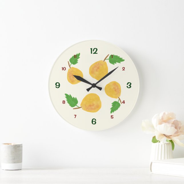 Reloj Redondo Grande Colección Peras Doradas (Hogar)