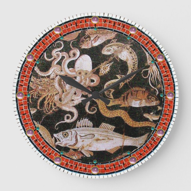 RELOJ REDONDO GRANDE COLECCIÓN POMPEII / OCÉANO - ESCENA DE VIDA EN EL  (Anverso)