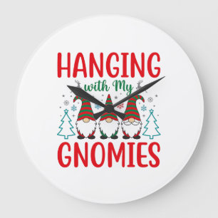Reloj Redondo Grande Colgando Con Mi Gnomos Gnomo De Navidad