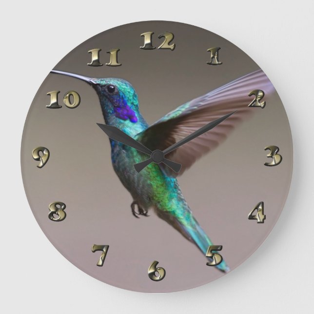 Reloj Redondo Grande Colibrí en vuelo (Anverso)