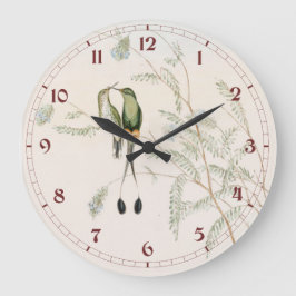 Reloj Redondo Grande Colibríes Spathura Peruana de John Gould