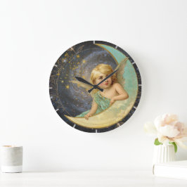Reloj Redondo Grande Collage de Angel Victoriano Vintage Galaxy Blue+Go