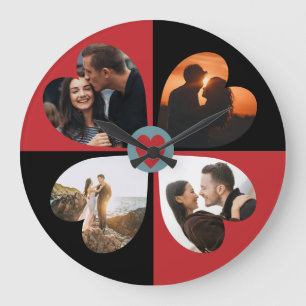 Reloj Redondo Grande collage de fotos de San Valentín