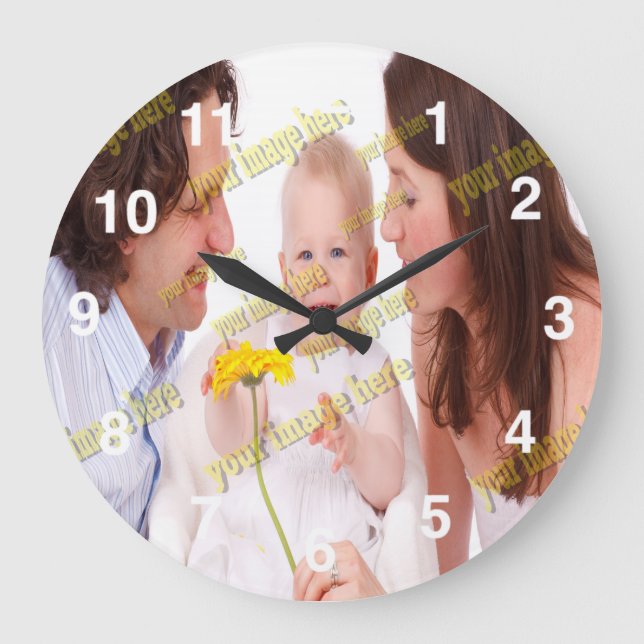 Reloj Redondo Grande Collage de fotos Fab de estilo Guay Family (Anverso)