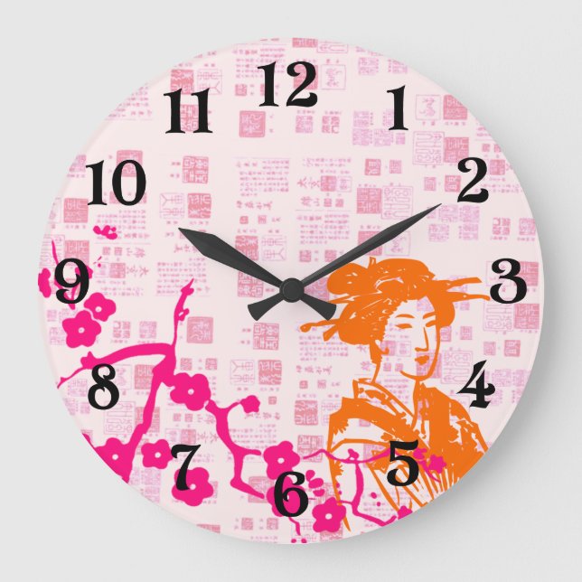 Reloj Redondo Grande Collage de Geisha Vintage (Anverso)