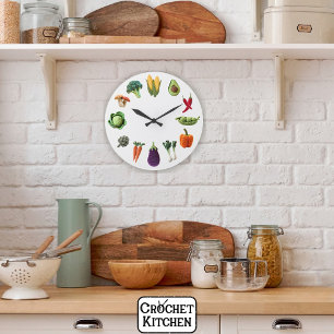 Reloj Redondo Grande Collage de hongos de hongos de colores alegres