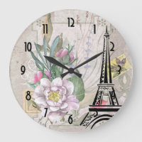 Collage de las flores de época y Torre Eiffel Illu