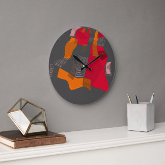 Reloj Redondo Grande Collage egipcio soñado - gris Naranja rojo