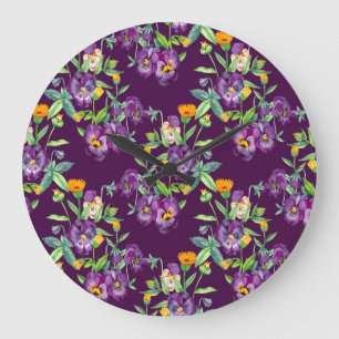 Reloj Redondo Grande Collage floral, patrón sin fisuras, digital abstra