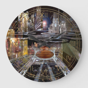 Reloj Redondo Grande Collap Ciudad Futurista