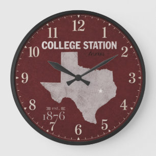 Reloj Redondo Grande College Station Texas Vintage State Map