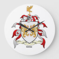 Collins Family Crest Heraldry Wall Clock