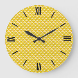 Reloj Redondo Grande Color amarillo cromado, aspecto de esmalte, rejill