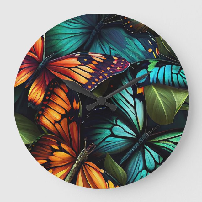 Reloj Redondo Grande Color Burst–Butterflies in Motion (Anverso)