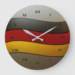 Reloj Redondo Grande Color-Cromo de la bandera de Alemania de Shirley