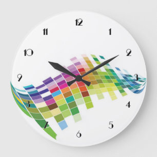 Reloj Redondo Grande Color Cube Pixels White Wall Clock