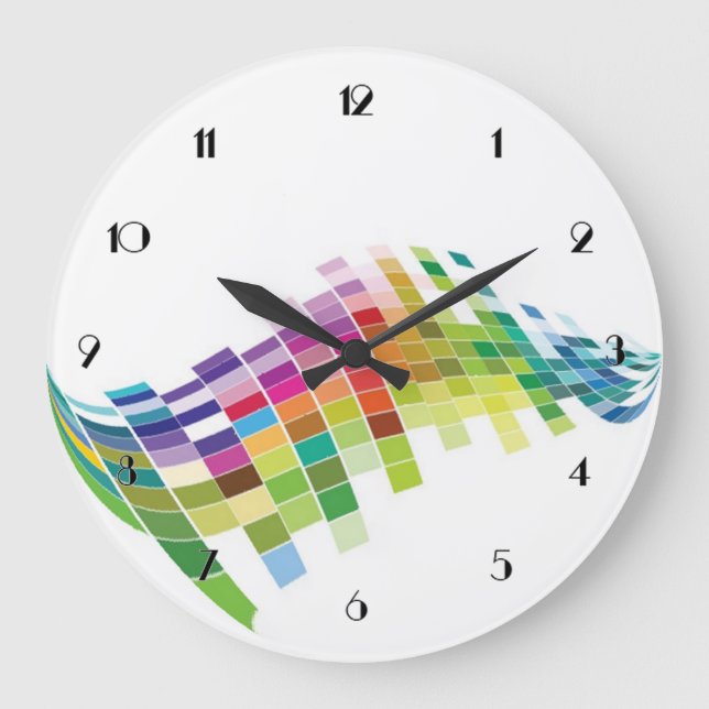 Reloj Redondo Grande Color Cube Pixels White Wall Clock (Anverso)