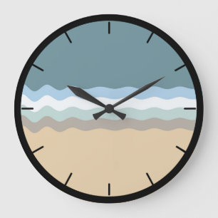 Reloj Redondo Grande Color de la playa - Azul turquesa de arena marrón