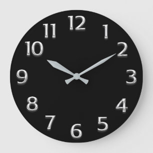 Reloj Redondo Grande Color negro moderno con efecto 3D gris gris