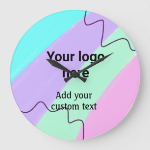 Reloj Redondo Grande Color pastel simple, añade tu logotipo, texto pers