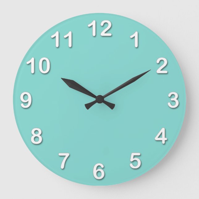 Reloj Redondo Grande Color sólido: Aqua turquesa (Anverso)