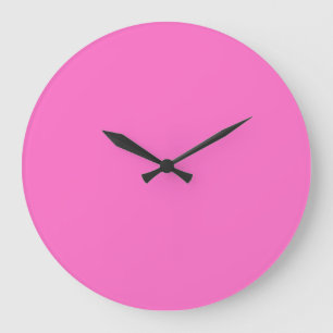 Reloj Redondo Grande Color sólido neón rosado Clásica