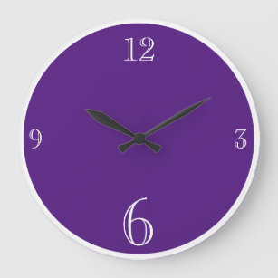 Reloj Redondo Grande Color sólido púrpura moderno minimalista básico