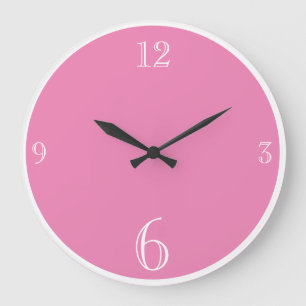 Reloj Redondo Grande Color sólido rosa moderno minimalista básico
