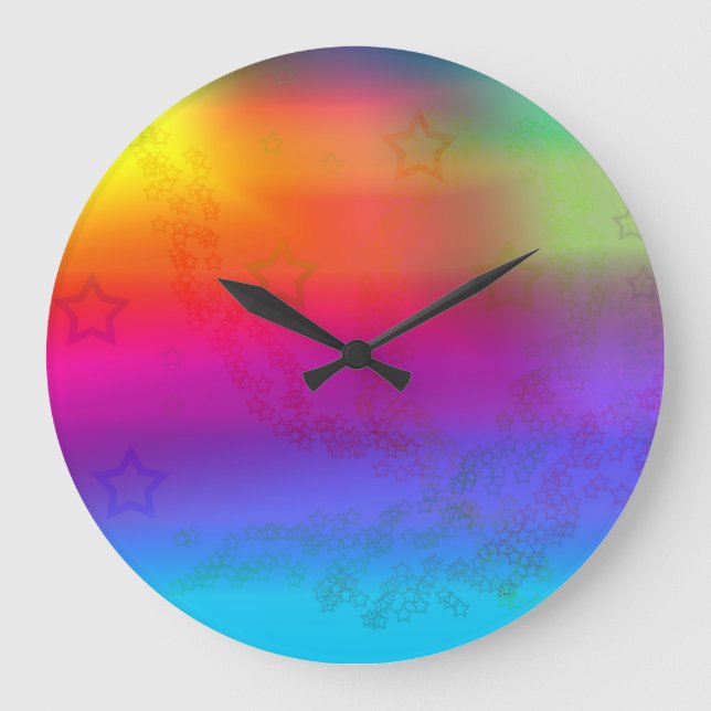 Reloj Redondo Grande Color y estrellas (Anverso)