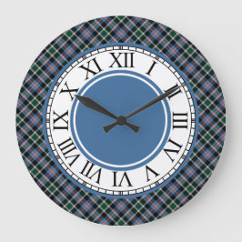 Reloj Redondo Grande Colorado Tartan Blue Plaid