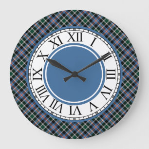 Reloj Redondo Grande Colorado Tartan Blue Plaid