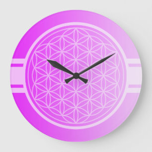 Reloj Redondo Grande COLOREE SOLAMENTE el rosa de las pendientes - flor