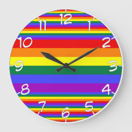 Reloj Redondo Grande Colores del Orgullo LGBT numerados