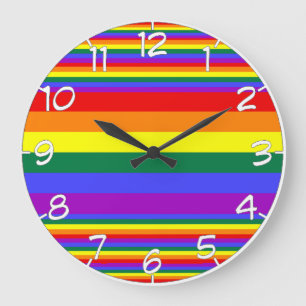 Reloj Redondo Grande Colores del Orgullo LGBT numerados