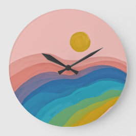 Reloj Redondo Grande Colores felices - Resumen de pintura artística col